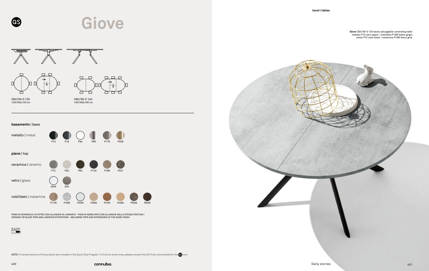 GIOVE Extendable Table By Connubia Italy 