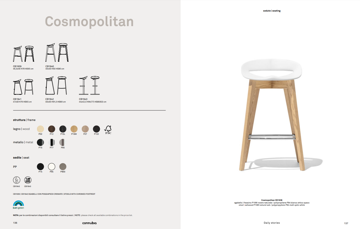 CB/1939 COSMOPOLITAN Stool by Connubia by Calligaris
